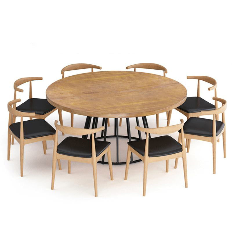Modern Solid Wood Dining Table Set 1/2/5/7/9 Pieces Dining Set for Home Use 9 Pieces: Table, 8 Chairs Clearhalo 'Dining Room Sets' 'Dining Tables & Seating' 'dining_room_set' 'furn' 'furn_dining_room_set' 'Furniture' 'Kitchen & Dining Furniture' 5927048