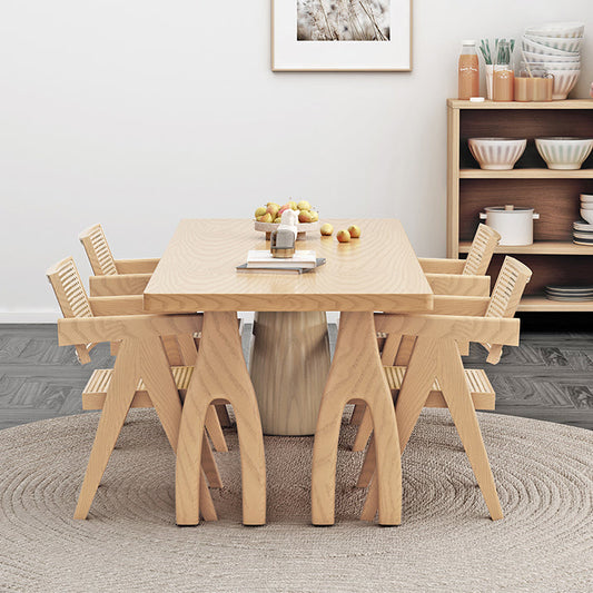 Moderna 1/2/3/4/5 piezas Rectangle Juego de comedor de madera maciza mesa de comedor de madera maciza con sillas