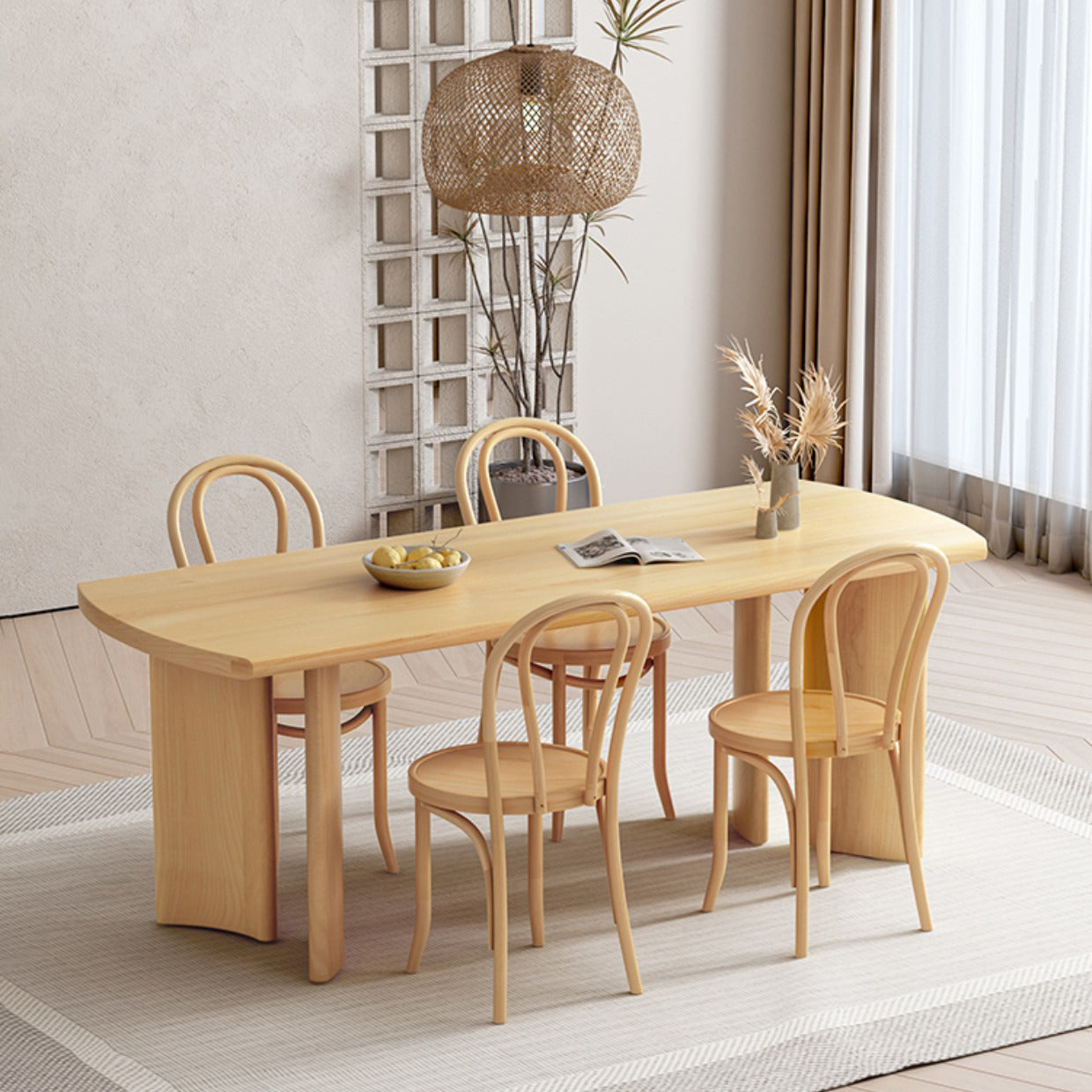 Modern 1/3/4/5/7 Pieces Rectangle Dining Set Solid Wood Dinette Table with Chairs Clearhalo 'Dining Room Sets' 'Dining Tables & Seating' 'dining_room_set' 'furn' 'furn_dining_room_set' 'Furniture' 'Kitchen & Dining Furniture' 5927143