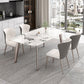 Contemporary Stone Dining Table Set 1/2/5/7 Pieces Dining Set for Home Use 5 Pieces: Table, 4 Chairs Clearhalo 'Dining Room Sets' 'Dining Tables & Seating' 'dining_room_set' 'furn' 'furn_dining_room_set' 'Furniture' 'Kitchen & Dining Furniture' 5927163