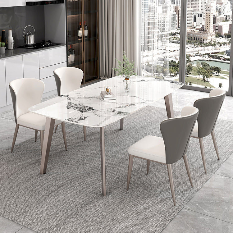 Contemporary Stone Dining Table Set 1/2/5/7 Pieces Dining Set for Home Use 5 Pieces: Table, 4 Chairs Clearhalo 'Dining Room Sets' 'Dining Tables & Seating' 'dining_room_set' 'furn' 'furn_dining_room_set' 'Furniture' 'Kitchen & Dining Furniture' 5927163