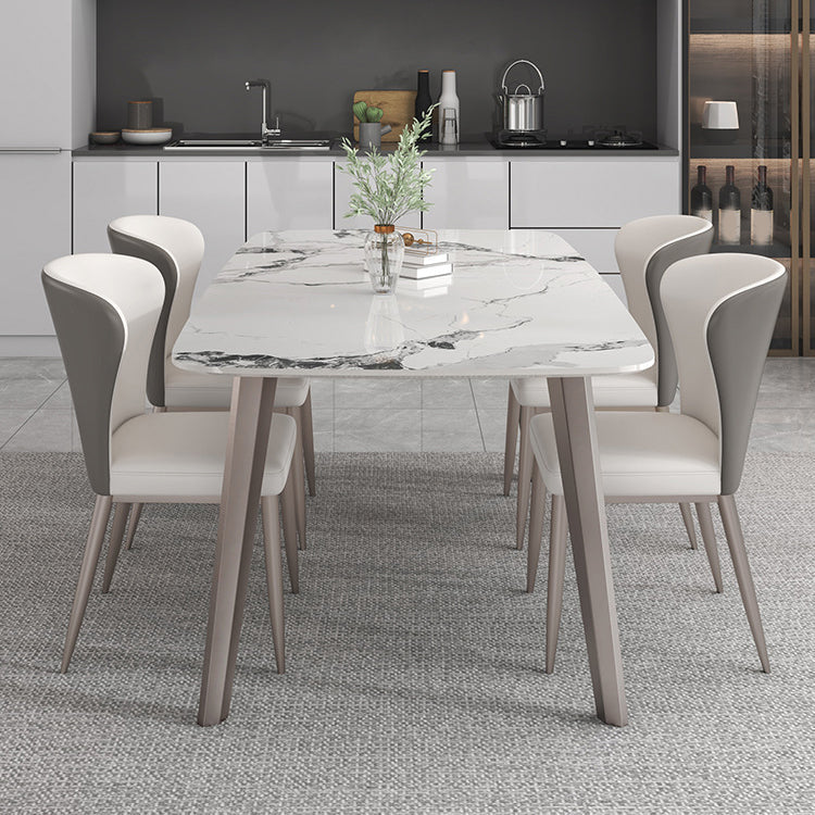 Contemporary Stone Dining Table Set 1/2/5/7 Pieces Dining Set for Home Use Clearhalo 'Dining Room Sets' 'Dining Tables & Seating' 'dining_room_set' 'furn' 'furn_dining_room_set' 'Furniture' 'Kitchen & Dining Furniture' 5927167