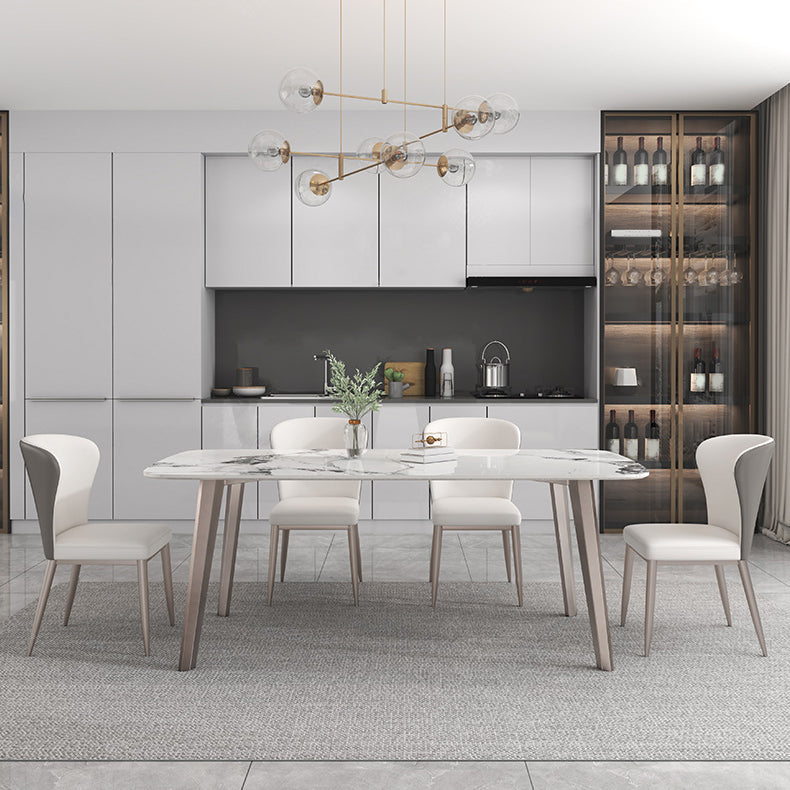 Contemporary Stone Dining Table Set 1/2/5/7 Pieces Dining Set for Home Use Clearhalo 'Dining Room Sets' 'Dining Tables & Seating' 'dining_room_set' 'furn' 'furn_dining_room_set' 'Furniture' 'Kitchen & Dining Furniture' 5927168
