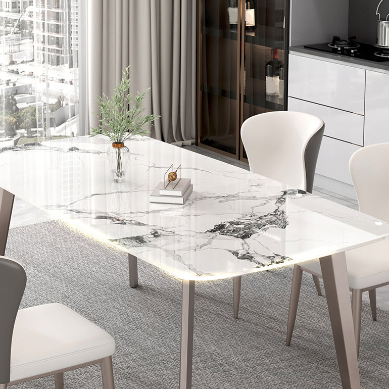 Contemporary Stone Dining Table Set 1/2/5/7 Pieces Dining Set for Home Use Clearhalo 'Dining Room Sets' 'Dining Tables & Seating' 'dining_room_set' 'furn' 'furn_dining_room_set' 'Furniture' 'Kitchen & Dining Furniture' 5927172