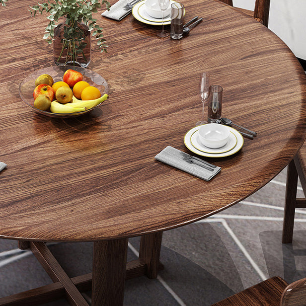 Ensemble de restauration en bois massif 1/2/5/7 PCS Table à manger ronde avec chaises à dos de lattes