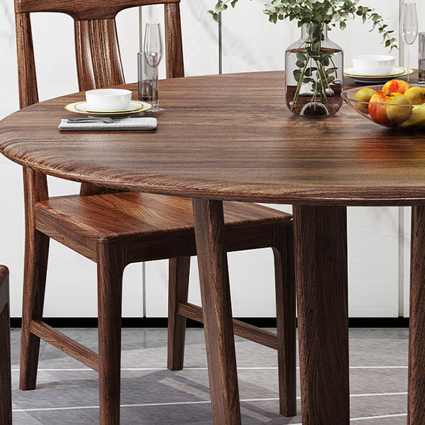 Ensemble de restauration en bois massif 1/2/5/7 PCS Table à manger ronde avec chaises à dos de lattes