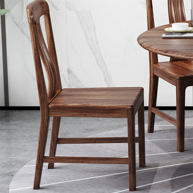 Ensemble de restauration en bois massif 1/2/5/7 PCS Table à manger ronde avec chaises à dos de lattes