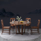Ensemble de restauration en bois massif 1/2/5/7 PCS Table à manger ronde avec chaises à dos de lattes