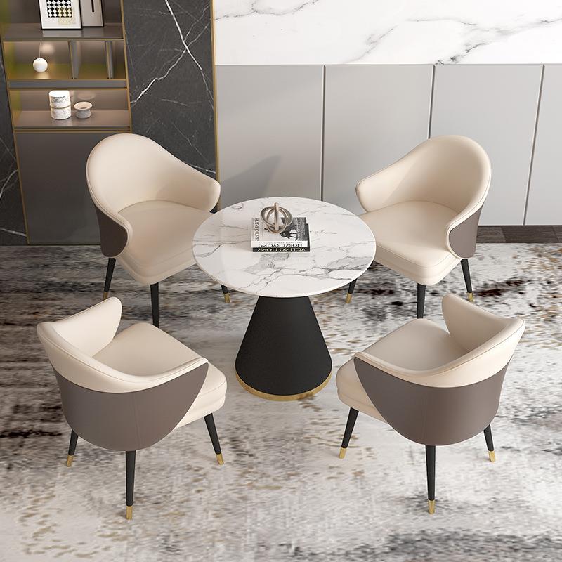 Glam Style Sintered Stone Dining Set Round 1/2/5 Pieces Dining Set for Home Use Clearhalo 'Dining Room Sets' 'Dining Tables & Seating' 'dining_room_set' 'furn' 'furn_dining_room_set' 'Furniture' 'Kitchen & Dining Furniture' 5927365