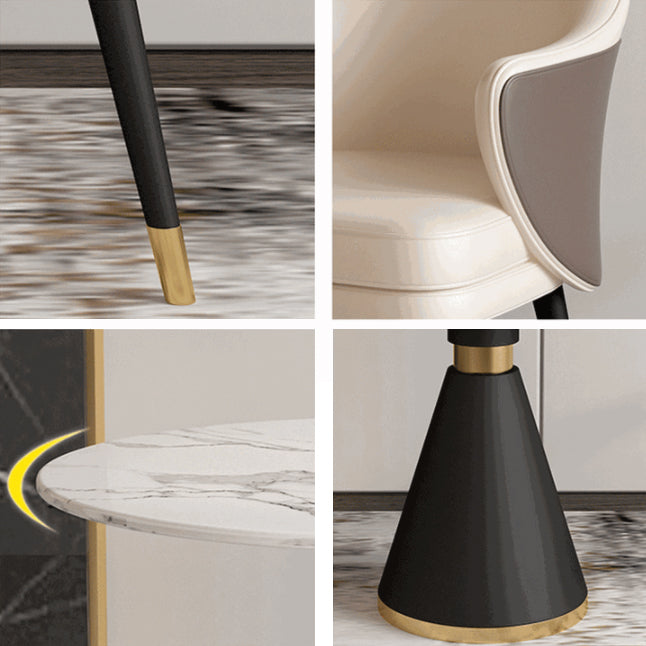 Glam Style Sintered Stone Dining Set Round 1/2/5 Pieces Dining Set for Home Use Clearhalo 'Dining Room Sets' 'Dining Tables & Seating' 'dining_room_set' 'furn' 'furn_dining_room_set' 'Furniture' 'Kitchen & Dining Furniture' 5927368