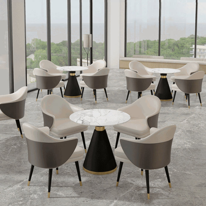 Glam Style Sintered Stone Dining Set Round 1/2/5 Pieces Dining Set for Home Use Clearhalo 'Dining Room Sets' 'Dining Tables & Seating' 'dining_room_set' 'furn' 'furn_dining_room_set' 'Furniture' 'Kitchen & Dining Furniture' 5927369