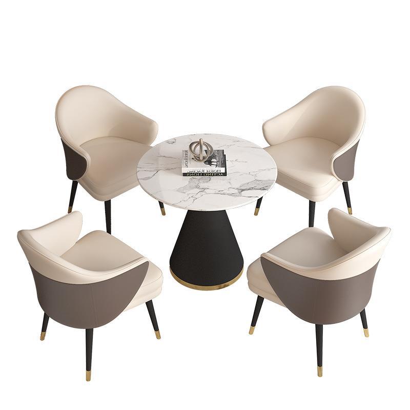 Glam Style Sintered Stone Dining Set Round 1/2/5 Pieces Dining Set for Home Use Clearhalo 'Dining Room Sets' 'Dining Tables & Seating' 'dining_room_set' 'furn' 'furn_dining_room_set' 'Furniture' 'Kitchen & Dining Furniture' 5927370