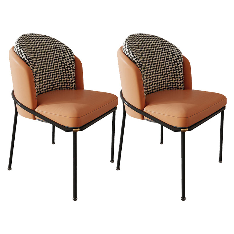 Glam Style Sintered Stone Dining Set Round 1/2/5 Pieces Dining Set 2 Orange Chairs Clearhalo 'Dining Room Sets' 'Dining Tables & Seating' 'dining_room_set' 'furn' 'furn_dining_room_set' 'Furniture' 'Kitchen & Dining Furniture' 5927381