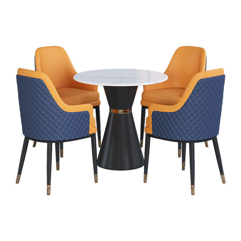 Eigentijdse faux marmeren eettafel set rond 1/2/3/4/5 stukken dinerset voor thuisgebruik