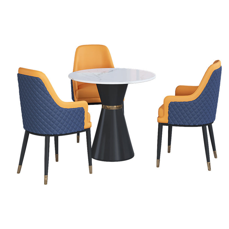 Eigentijdse faux marmeren eettafel set rond 1/2/3/4/5 stukken dinerset voor thuisgebruik