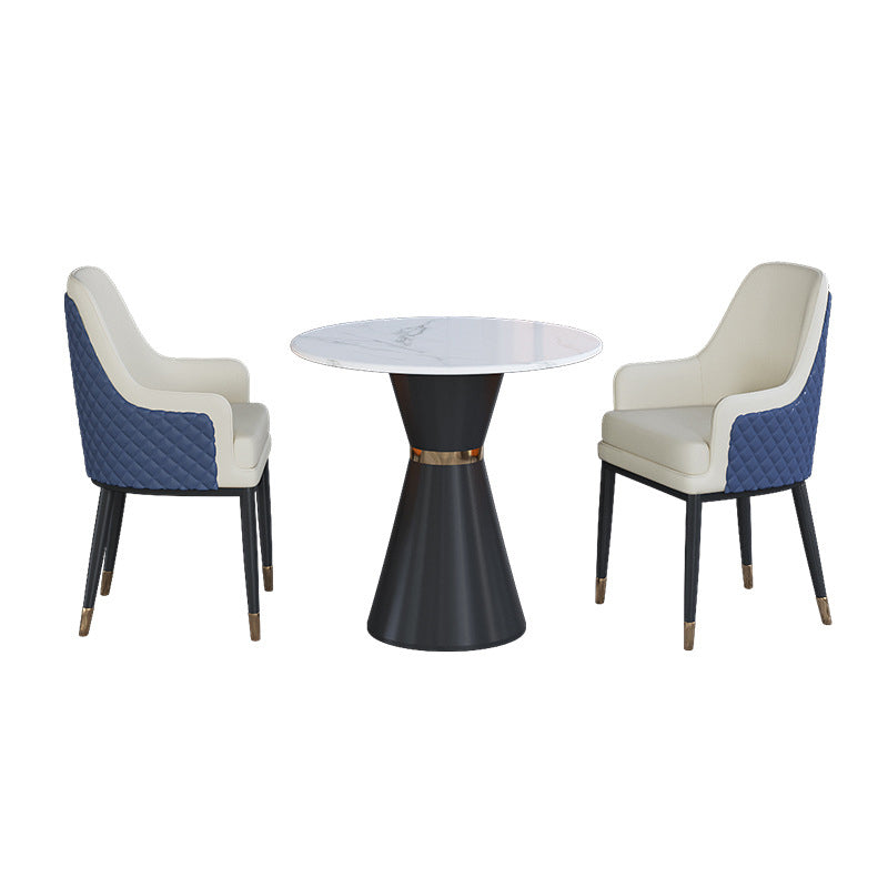 Eigentijdse faux marmeren eettafel set rond 1/2/3/4/5 stukken dinerset voor thuisgebruik