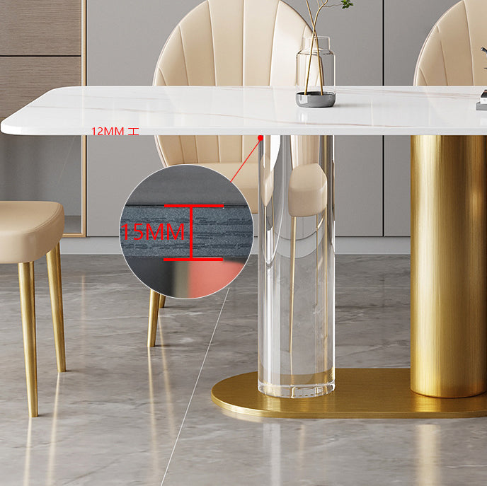 Juego de mesa de comedor de piedra rectangular moderna, juego de comedor de 1/3/4/5/7 piezas para uso doméstico