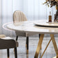 Round Dining Table Set 1/4/5/7/9 Pcs Marble Dining Table with Upholstered Chairs