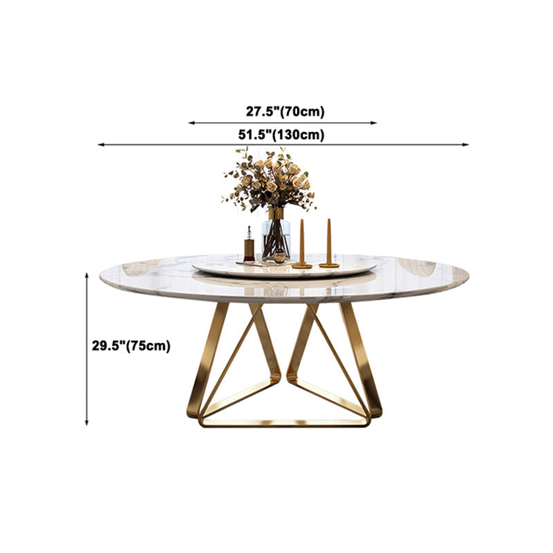 Round Dining Table Set 1/4/5/7/9 Pcs Marble Dining Table with Upholstered Chairs