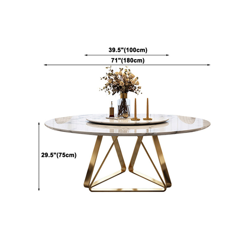 Round Dining Table Set 1/4/5/7/9 Pcs Marble Dining Table with Upholstered Chairs