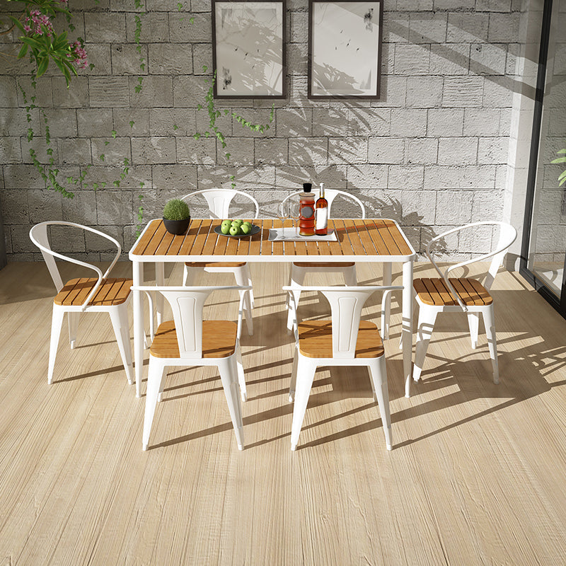 Rectangle Dining Table Set 1/2/7 Pcs Modern Dining Chairs with Metal Frame 7 Pieces: White Table, 6 White Chairs Clearhalo 'Dining Room Sets' 'Dining Tables & Seating' 'dining_room_set' 'furn' 'furn_dining_room_set' 'Furniture' 'Kitchen & Dining Furniture' 5927457