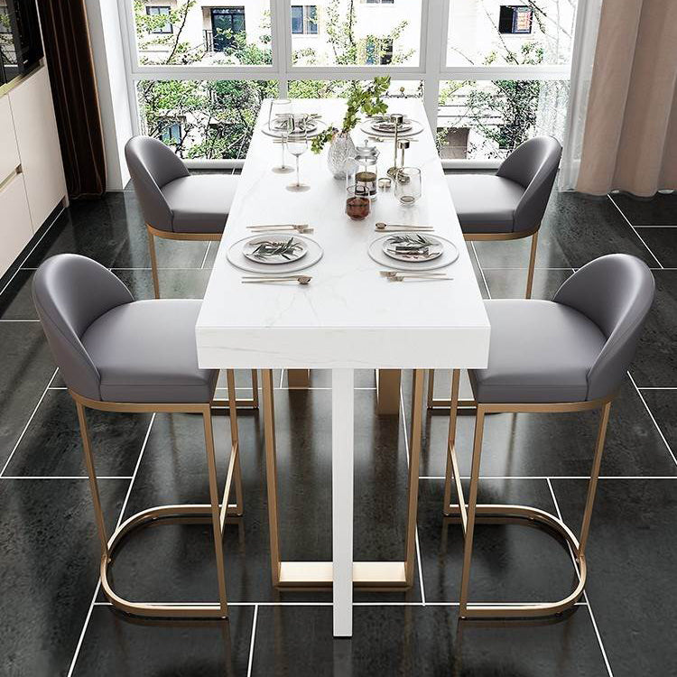 Ensemble de table de bar Glam 1/5 pièces, table de comptoir rectangulaire en pierre avec tabourets hauts pour balcon