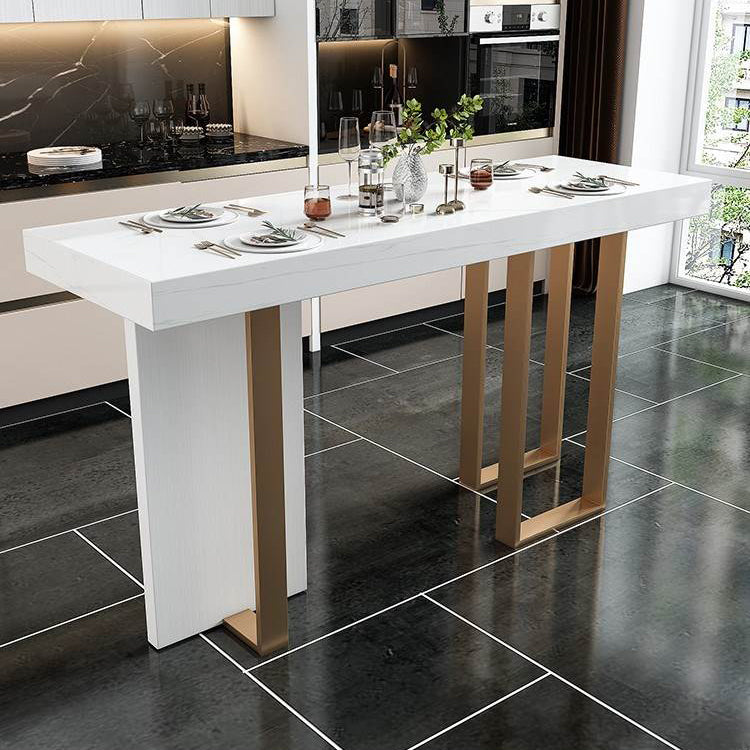 Ensemble de table de bar Glam 1/5 pièces, table de comptoir rectangulaire en pierre avec tabourets hauts pour balcon