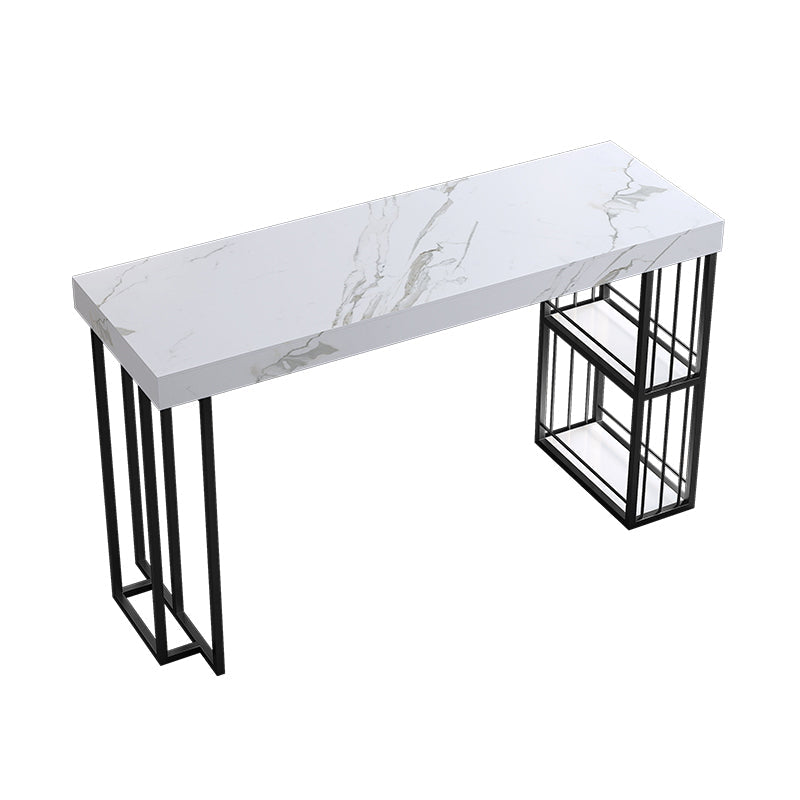 Modern 1/3 Pieces Bar Table Set Rectangle Stone Counter Table with Stools for Dining Room Black 78.7"L x 17.7"W Clearhalo 'Bar Furniture' 'furn' 'furn_home_bar_bar_sets' 'Furniture' 'Home Bars & Bar Sets' 'home_bar_bar_sets' 'Kitchen & Dining Furniture' 5927546