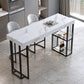 Modern 1/3 Pieces Bar Table Set Rectangle Stone Counter Table with Stools for Dining Room 3 Pieces: Black Table, 2 Black Stools Clearhalo 'Bar Furniture' 'furn' 'furn_home_bar_bar_sets' 'Furniture' 'Home Bars & Bar Sets' 'home_bar_bar_sets' 'Kitchen & Dining Furniture' 5927548