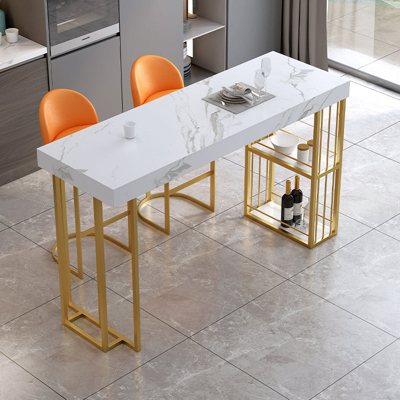 Modern 1/3 Pieces Bar Table Set Rectangle Stone Counter Table with Stools for Dining Room Clearhalo 'Bar Furniture' 'furn' 'furn_home_bar_bar_sets' 'Furniture' 'Home Bars & Bar Sets' 'home_bar_bar_sets' 'Kitchen & Dining Furniture' 5927550