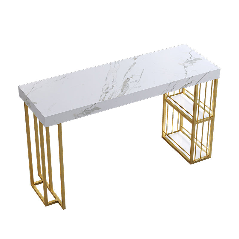 Modern 1/3 Pieces Bar Table Set Rectangle Stone Counter Table with Stools for Dining Room White 78.7"L x 17.7"W Clearhalo 'Bar Furniture' 'furn' 'furn_home_bar_bar_sets' 'Furniture' 'Home Bars & Bar Sets' 'home_bar_bar_sets' 'Kitchen & Dining Furniture' 5927552