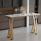 Glam Style 1/2/5 Pieces Bar Table Set Rectangle Bar Table with Metal High Stools for Home White 78.7"L x 17.7"W Clearhalo 'Bar Furniture' 'furn' 'furn_home_bar_bar_sets' 'Furniture' 'Home Bars & Bar Sets' 'home_bar_bar_sets' 'Kitchen & Dining Furniture' 5927577
