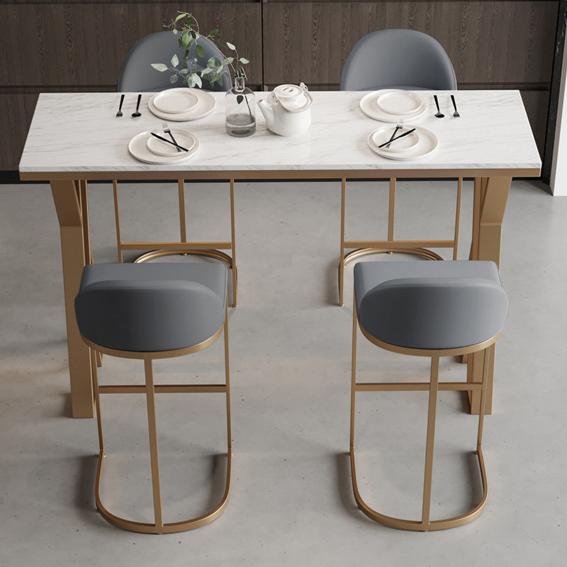 Glam Style 1/2/5 Pieces Bar Table Set Rectangle Bar Table with Metal High Stools for Home Clearhalo 'Bar Furniture' 'furn' 'furn_home_bar_bar_sets' 'Furniture' 'Home Bars & Bar Sets' 'home_bar_bar_sets' 'Kitchen & Dining Furniture' 5927578