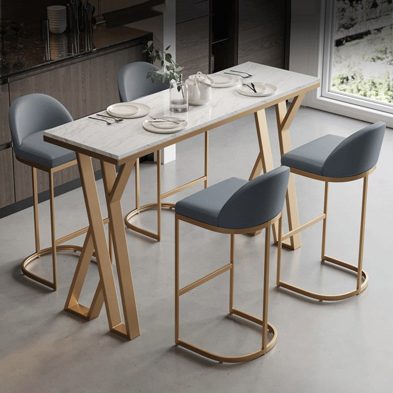 Glam Style 1/2/5 Pieces Bar Table Set Rectangle Bar Table with Metal High Stools for Home Clearhalo 'Bar Furniture' 'furn' 'furn_home_bar_bar_sets' 'Furniture' 'Home Bars & Bar Sets' 'home_bar_bar_sets' 'Kitchen & Dining Furniture' 5927587
