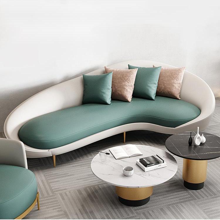 Curved Faux Leather Sofa with Tight Back for Living Room Modern Style Clearhalo 'furn' 'furn_sofas' 'Furniture' 'Living Room Furniture' 'Sofa' 'sofas' 5931232