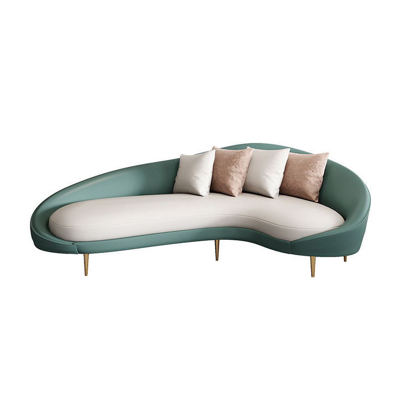 Curved Faux Leather Sofa with Tight Back for Living Room Modern Style Green White Clearhalo 'furn' 'furn_sofas' 'Furniture' 'Living Room Furniture' 'Sofa' 'sofas' 5931233