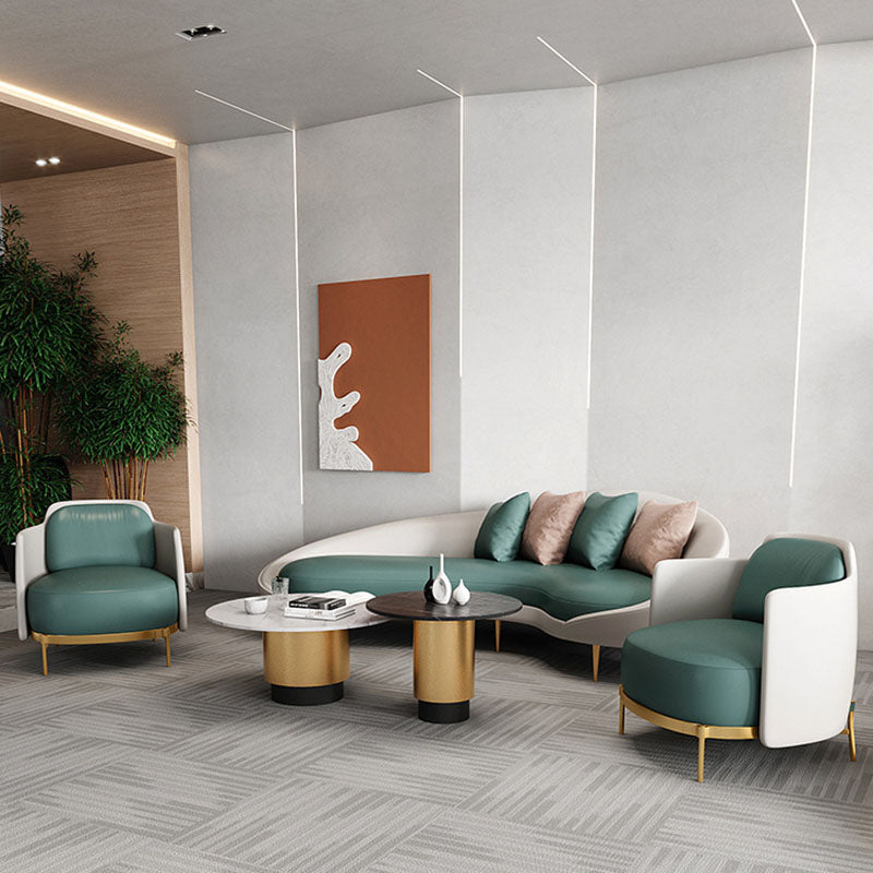 Curved Faux Leather Sofa with Tight Back for Living Room Modern Style Clearhalo 'furn' 'furn_sofas' 'Furniture' 'Living Room Furniture' 'Sofa' 'sofas' 5931235