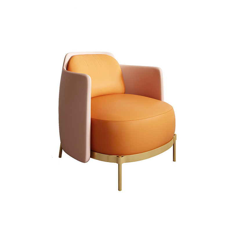 Curved Faux Leather Sofa with Tight Back for Living Room Modern Style 25.5"L x 28"W x 29.5"H Orange Clearhalo 'furn' 'furn_sofas' 'Furniture' 'Living Room Furniture' 'Sofa' 'sofas' 5931242