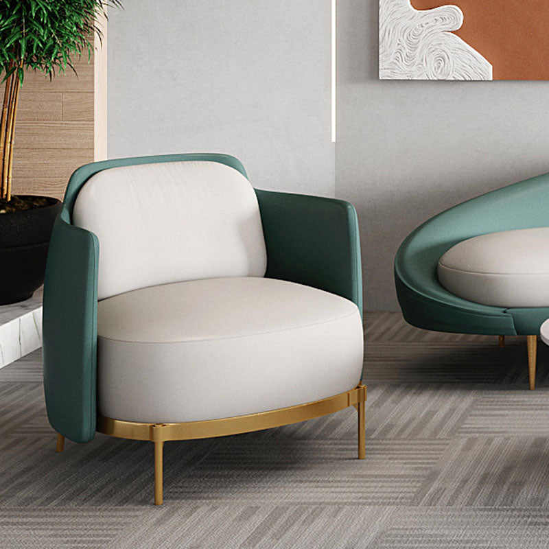 Curved Faux Leather Sofa with Tight Back for Living Room Modern Style 25.5"L x 28"W x 29.5"H White Green Clearhalo 'furn' 'furn_sofas' 'Furniture' 'Living Room Furniture' 'Sofa' 'sofas' 5931243