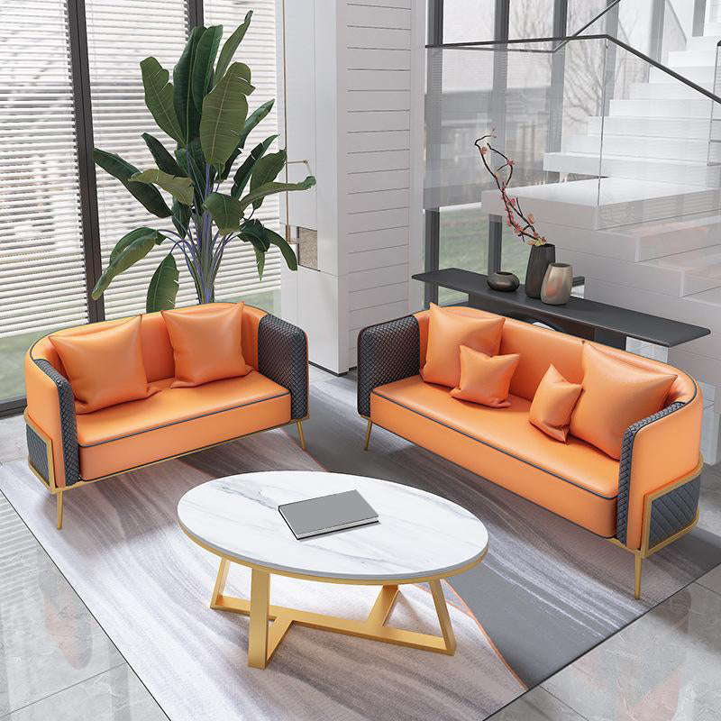 Sofá de brazo de esmoquin moderno 29.53 "HE SEATIS DE LEATRA FAUX DE H CON MARCO DE ORO