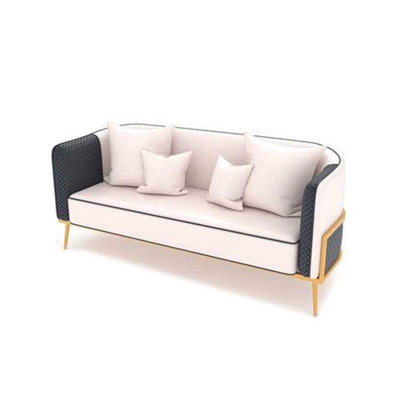 Sofá de brazo de esmoquin moderno 29.53 "HE SEATIS DE LEATRA FAUX DE H CON MARCO DE ORO