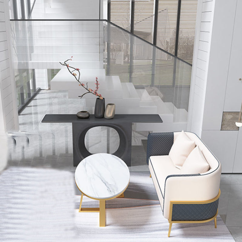 Sofá de brazo de esmoquin moderno 29.53 "HE SEATIS DE LEATRA FAUX DE H CON MARCO DE ORO