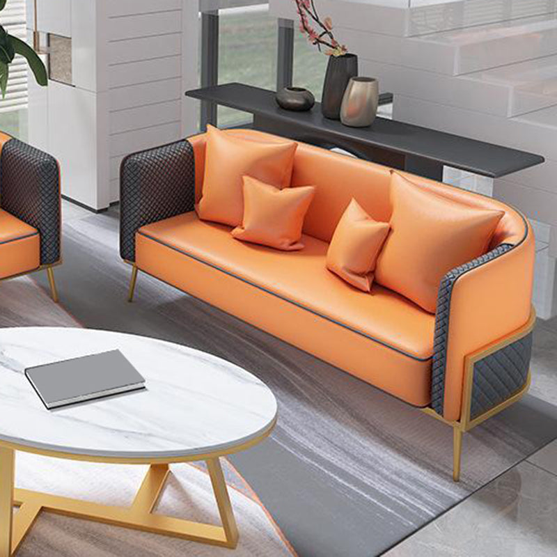 Sofá de brazo de esmoquin moderno 29.53 "HE SEATIS DE LEATRA FAUX DE H CON MARCO DE ORO