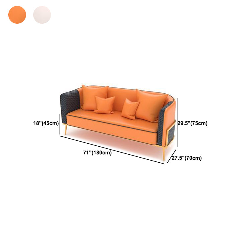 Sofá de brazo de esmoquin moderno 29.53 "HE SEATIS DE LEATRA FAUX DE H CON MARCO DE ORO