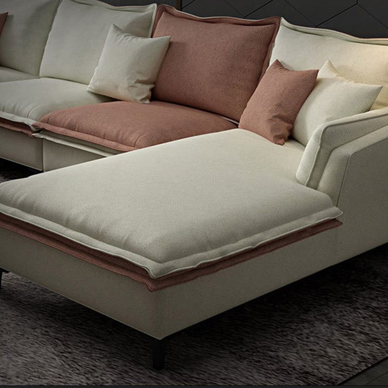 Faux Leather Pillow Top-arm Sectionals with Pillowed Back Cushions