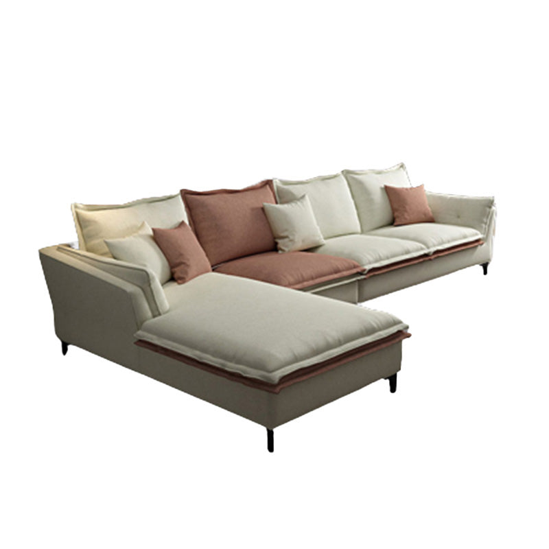 Faux Leather Pillow Top-arm Sectionals with Pillowed Back Cushions