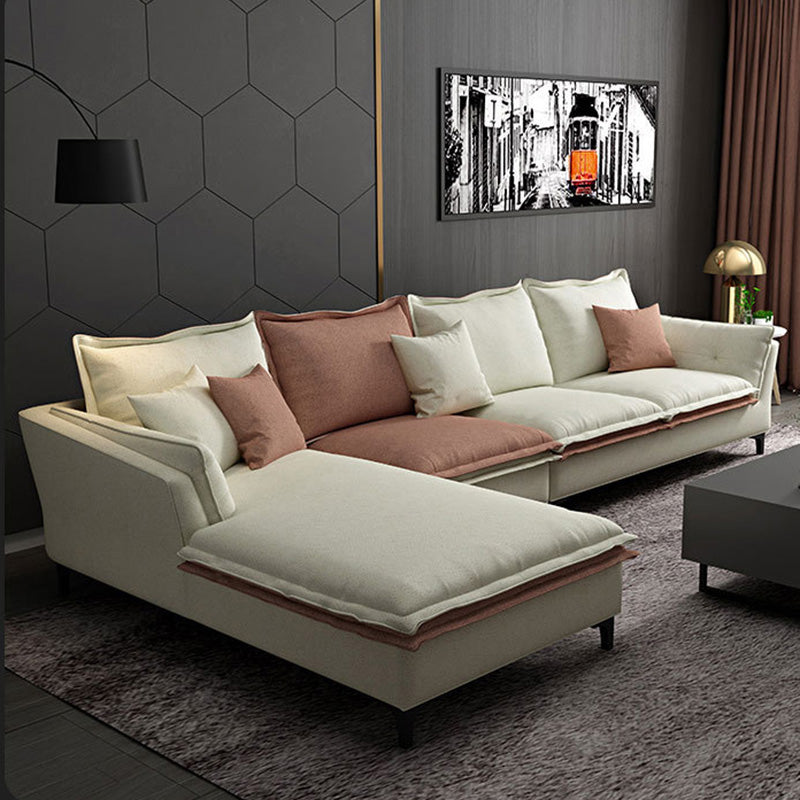 Faux Leather Pillow Top-arm Sectionals with Pillowed Back Cushions