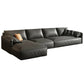 Echte lederen sectionals 70 "houtstationaire sectionals in zwart