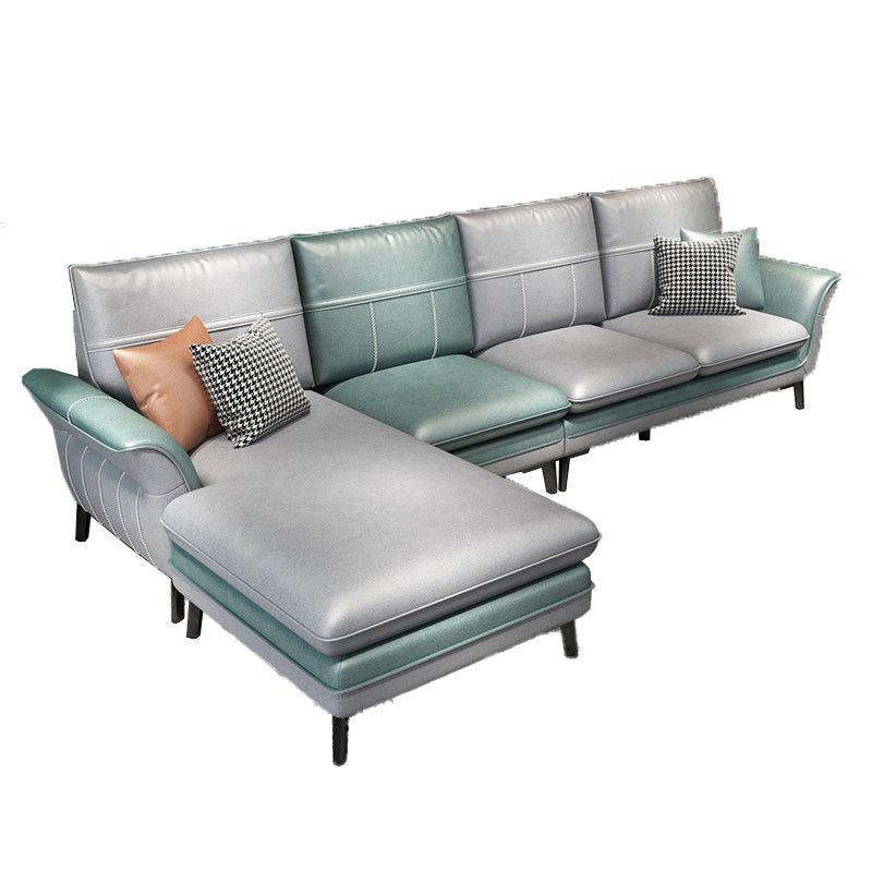 Pillowed Back Cushions Sectional Sofa with Flared Arm,137.80" L