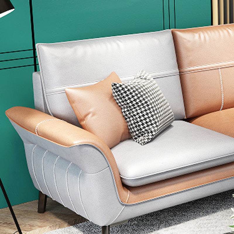 Pillowed Back Cushions Sectional Sofa with Flared Arm,137.80" L